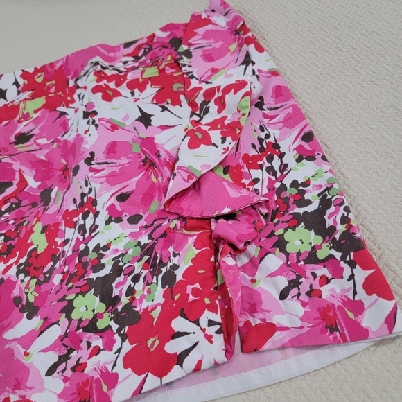 Cato Floral Pink Red Skirt Ruffle Size 14 Spring Summer Easter Party Pretty - Picture 2 of 12